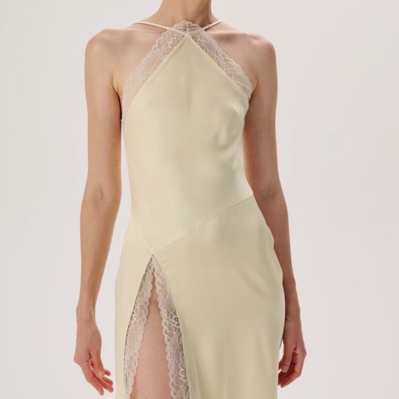 NWT RONNY KOBO sivan dress luxury butter yellow mini slip dress with lace - Picture 1 of 3
